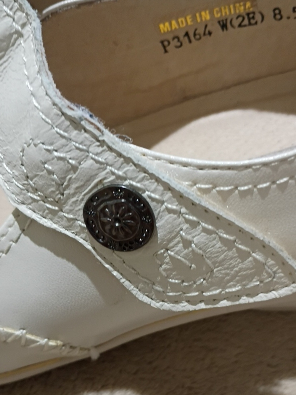 NWT.Pilgrim Cream Mary Jane Comfort Flat with Decorative Button - Picture 5 of 8